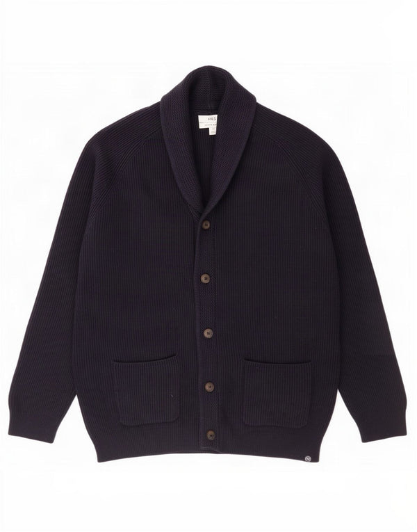 Ανδρικό πουλόβερ ζακέτα Marks & Spencer 2XL Navy Blue Polyester
