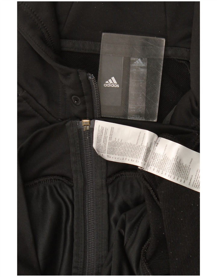 Ανδρικό πουλόβερ Adidas με φερμουάρ με κουκούλα μεσαίου μαύρου πολυεστέρα