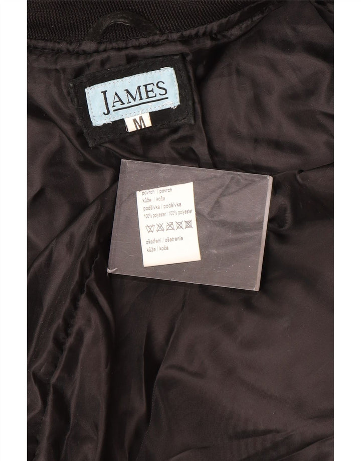 VINTAGE Ανδρικό Suede Bomber Jacket UK 38 Medium Black Leather