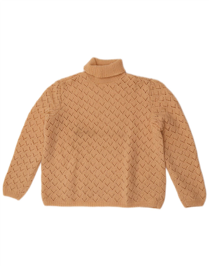 Vintage γυναικείο πουλόβερ με ρολό λαιμόκοψη UK 14 Medium Beige
