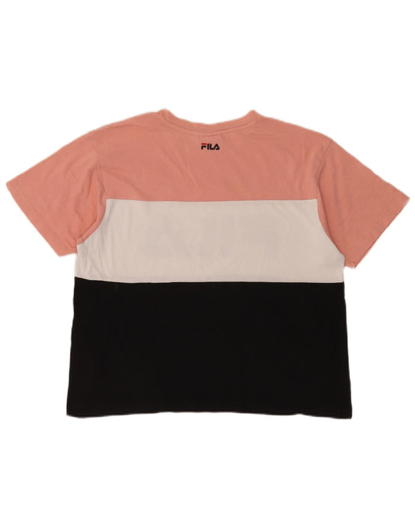 Fila Womens Crop Graphic T-Shirt Top UK 14 Medium Multicoloured Colourblock