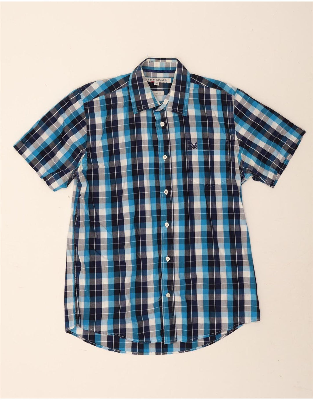 Crew Clothing Ανδρικό κοντομάνικο πουκάμισο Classic Fit Medium Navy Blue Check