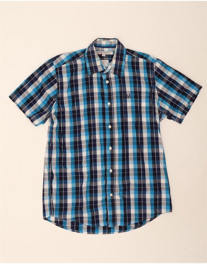 Crew Clothing Ανδρικό κοντομάνικο πουκάμισο Classic Fit Medium Navy Blue Check