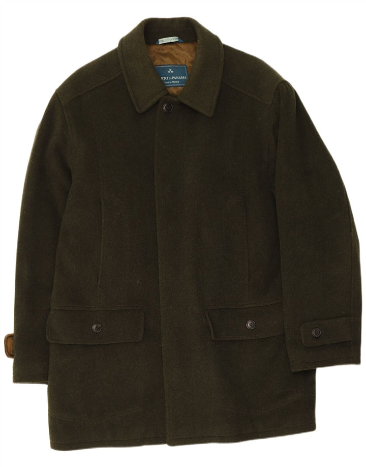 Porto Di Panama Mens By Preca Overcoat IT 48 Medium Khaki Wool