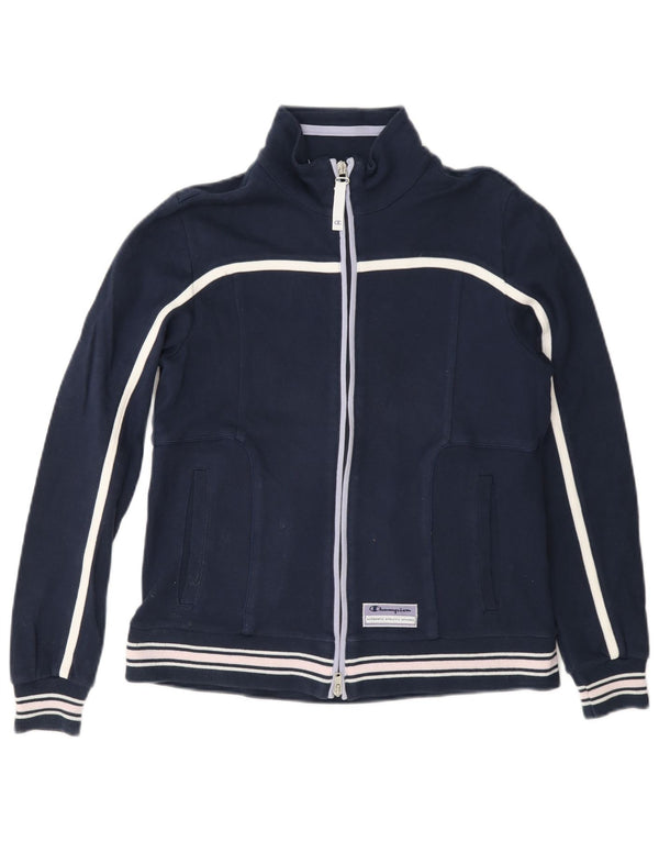 Champion Womens Easy Fit Top Jacket UK 10 Small Navy Blue Cotton