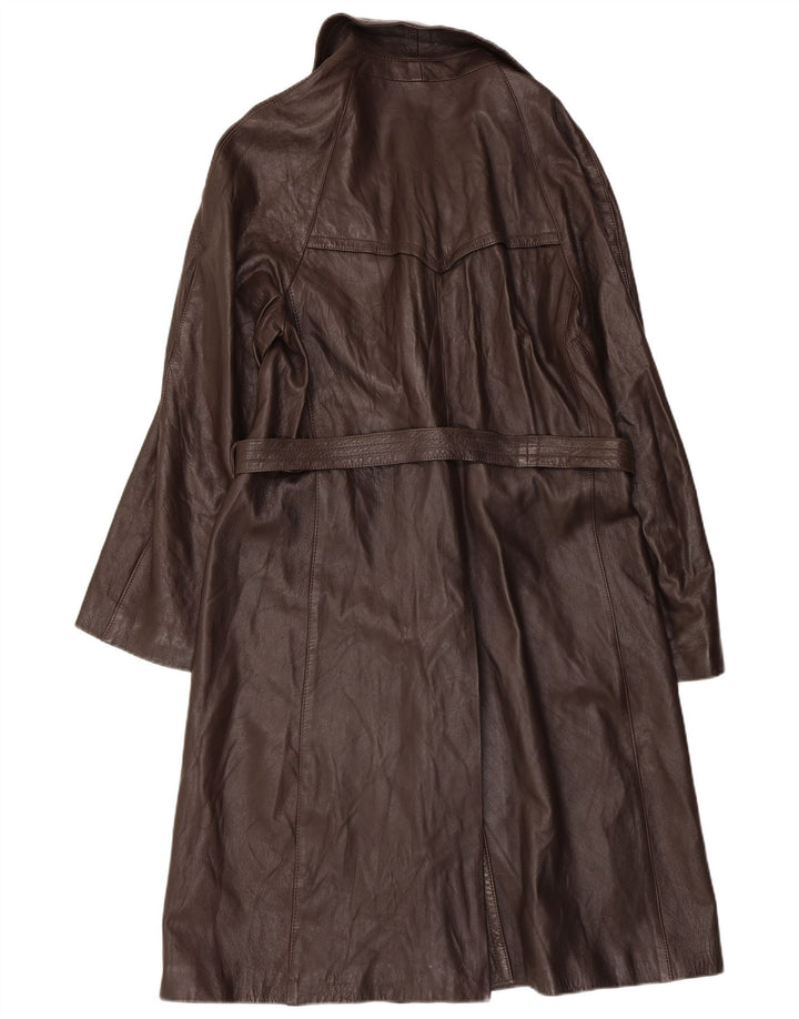 VINTAGE Γυναικείο Δερμάτινο Παλτό IT 52 2XL Καφέ Δερμάτινο