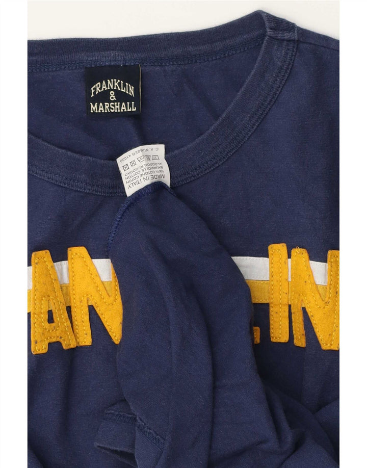 Ανδρικό γραφικό μπλουζάκι μακρυμάνικο XL Navy Blue Colorblock Franklin & Marshall