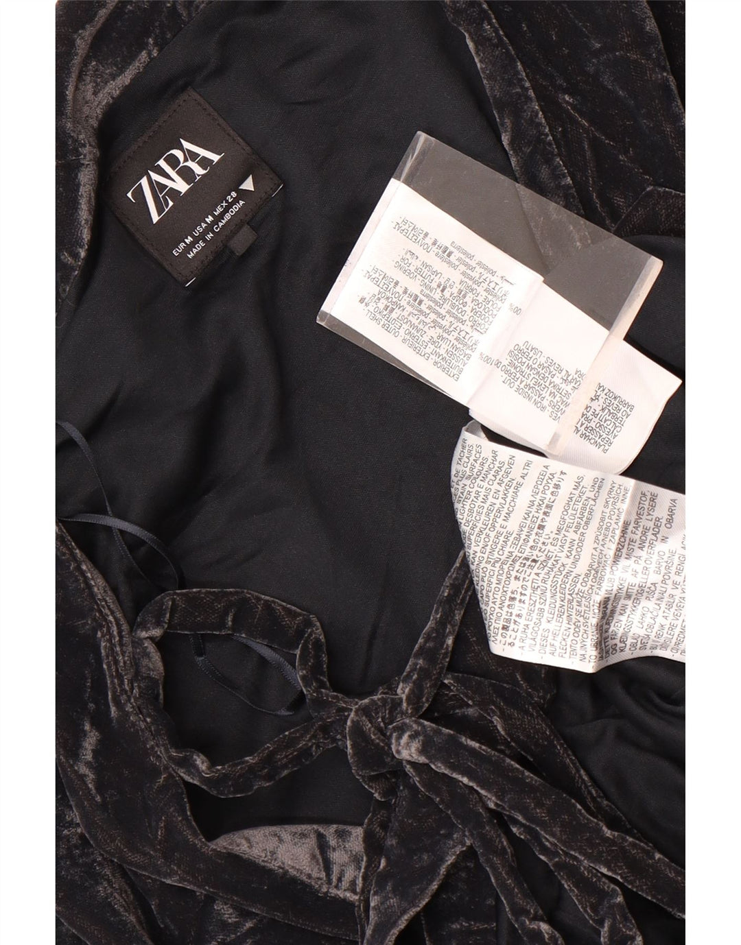 Zara Γυναικεία βελούδινη ζακέτα τοπ UK 14 μεσαίου μαύρου πολυεστέρα