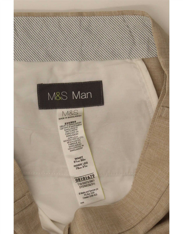 Ανδρικό ίσιο παντελόνι Marks & Spencer W32 L31 Beige Polyester
