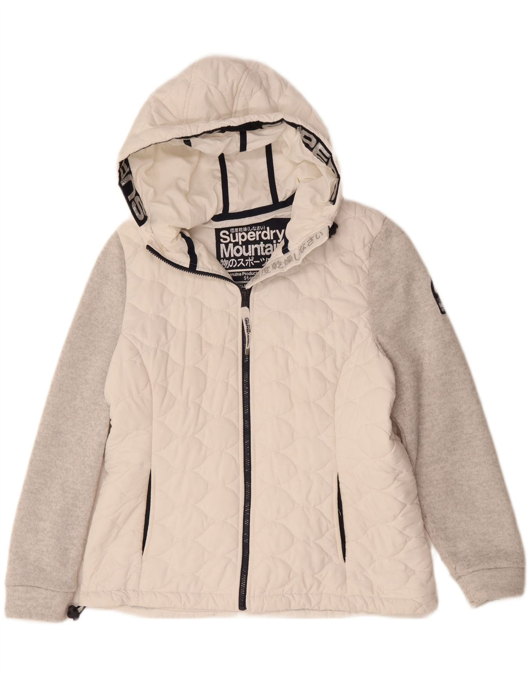 Superdry γυναικείο μπουφάν με κουκούλα αντιανεμικό UK 16 μεγάλο λευκό χρώμα