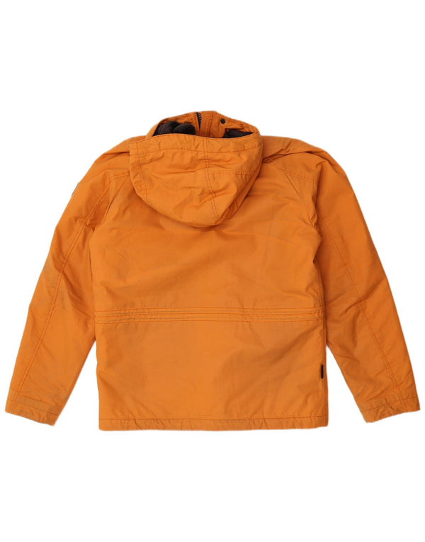 Woolrich Mens Hooded Utility Jacket UK 38 Medium Orange Cotton