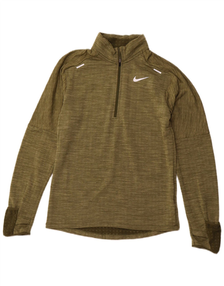 Ανδρική φόρμα πουλόβερ με φερμουάρ Therma-Fit NIKE Top Small Khaki Flecked