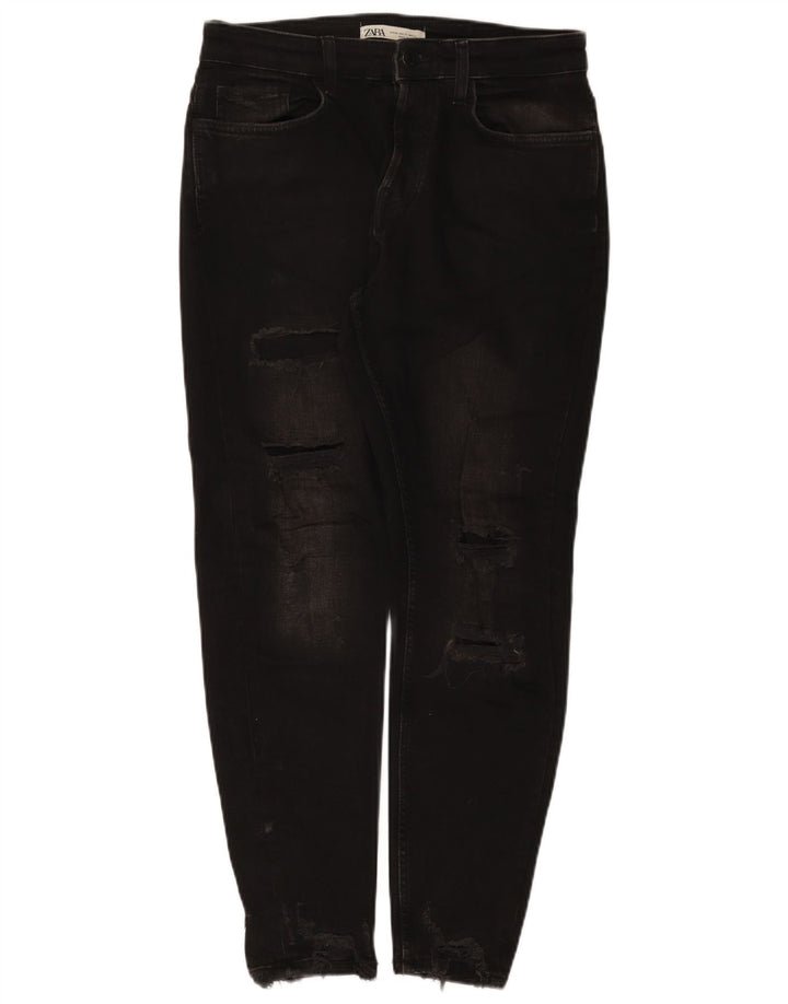 Zara Mens Distressed Slim Jeans EU 40 Medium W31 L28 Μαύρο βαμβακερό