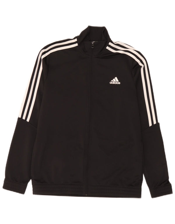 Adidas Boys Tracksuit Top Jacket 13-14 Years Black Polyester