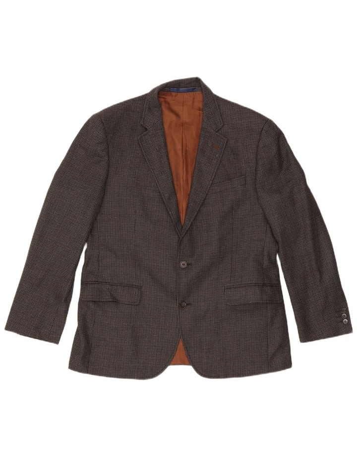 Marks & Spencer Ανδρικό σακάκι σακάκι με 2 κουμπιά UK 42 Large Grey Check Wool