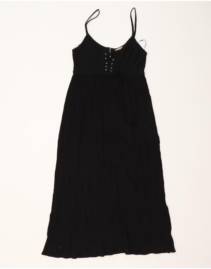 Zara Γυναικείο Maxi Sundress UK 12 Medium Black Cotton