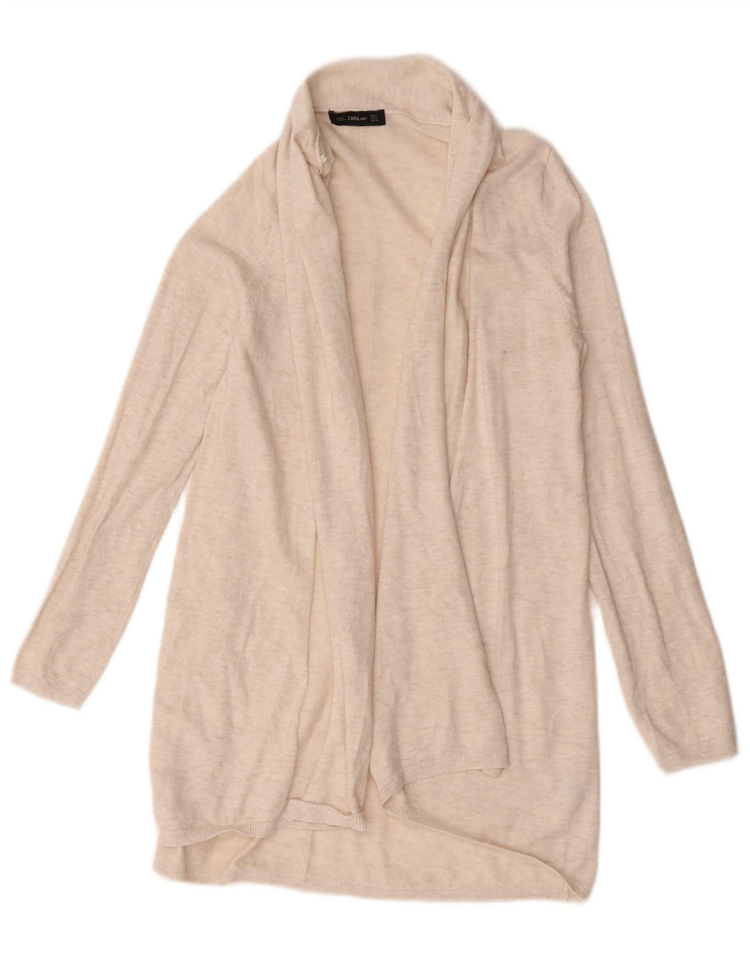 Zara Γυναικείο Longline Ζακέτα πουλόβερ UK 12 Medium Beige Flecked