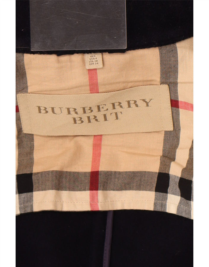 Burberry γυναικείο παλτό με κουκούλα Duffle UK 6 XS Navy Blue Wool Classic