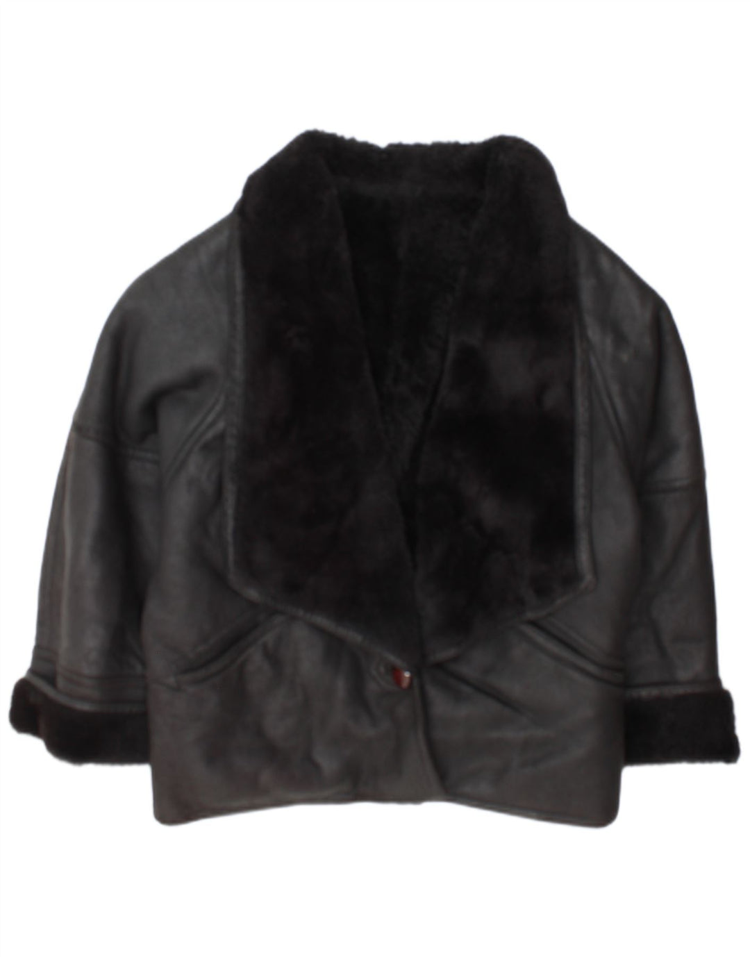 Vintage Γυναικείο Shearling Jacket IT 46 Large Black Shearling