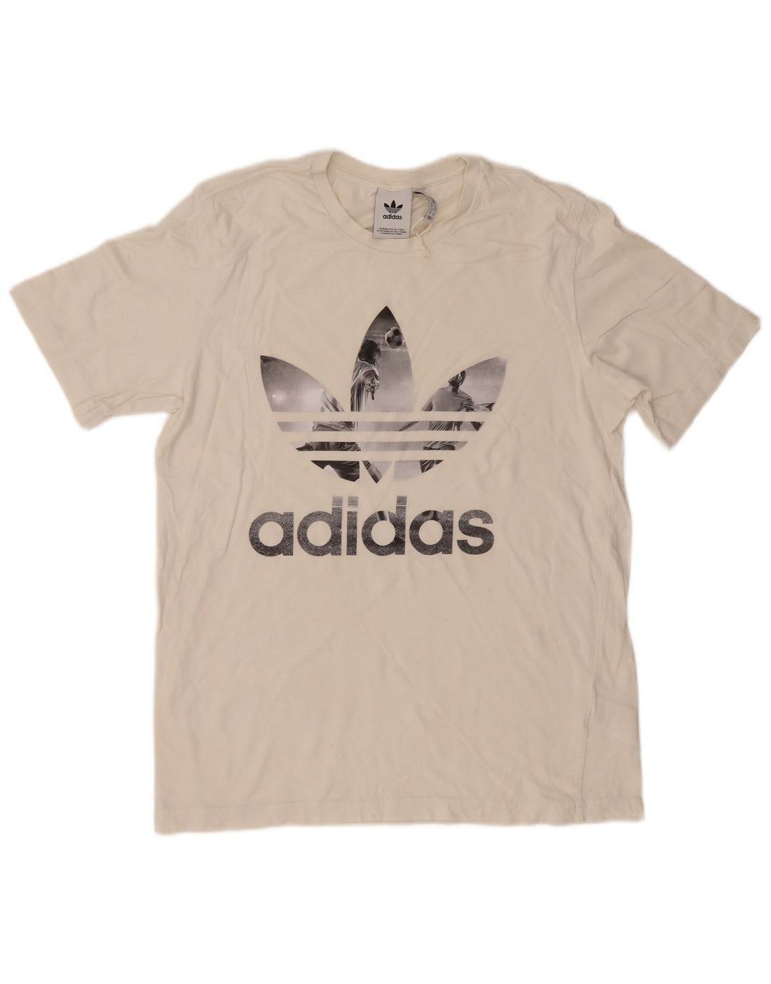 Ανδρικό γραφικό T-Shirt Adidas Top από μεσαίο λευκό βαμβακερό