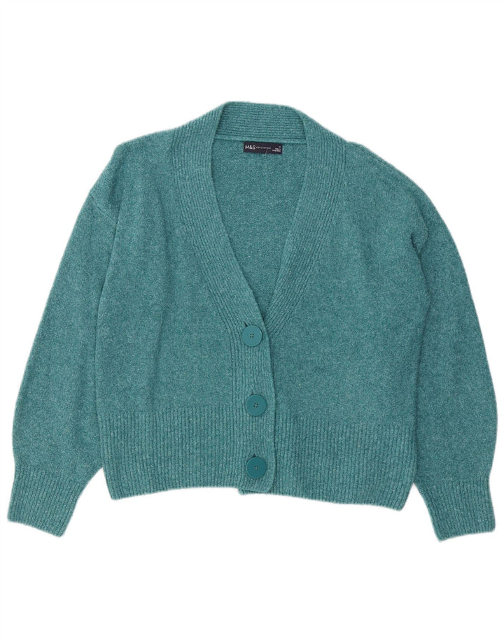 Marks & Spencer Γυναικεία ζακέτα πουλόβερ UK 14 μεσαίο τιρκουάζ βαμβάκι