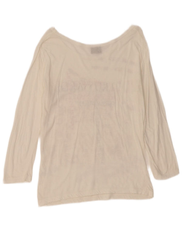 Trussardi Jeans Γυναικείο υπερμεγέθη γραφικό μακρυμάνικο UK 10 Small White