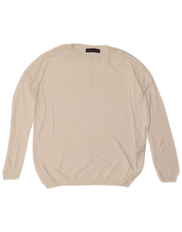 Marks & Spencer Γυναικείο πουλόβερ υπερμεγέθη Crew Neck Jumper UK 10 Small White