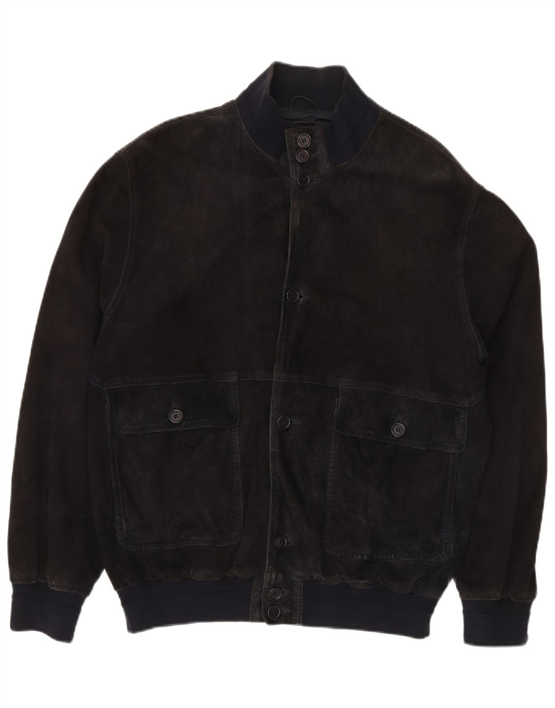 VINTAGE Ανδρικό Suede Bomber Jacket IT 52 XL Navy Blue Leather