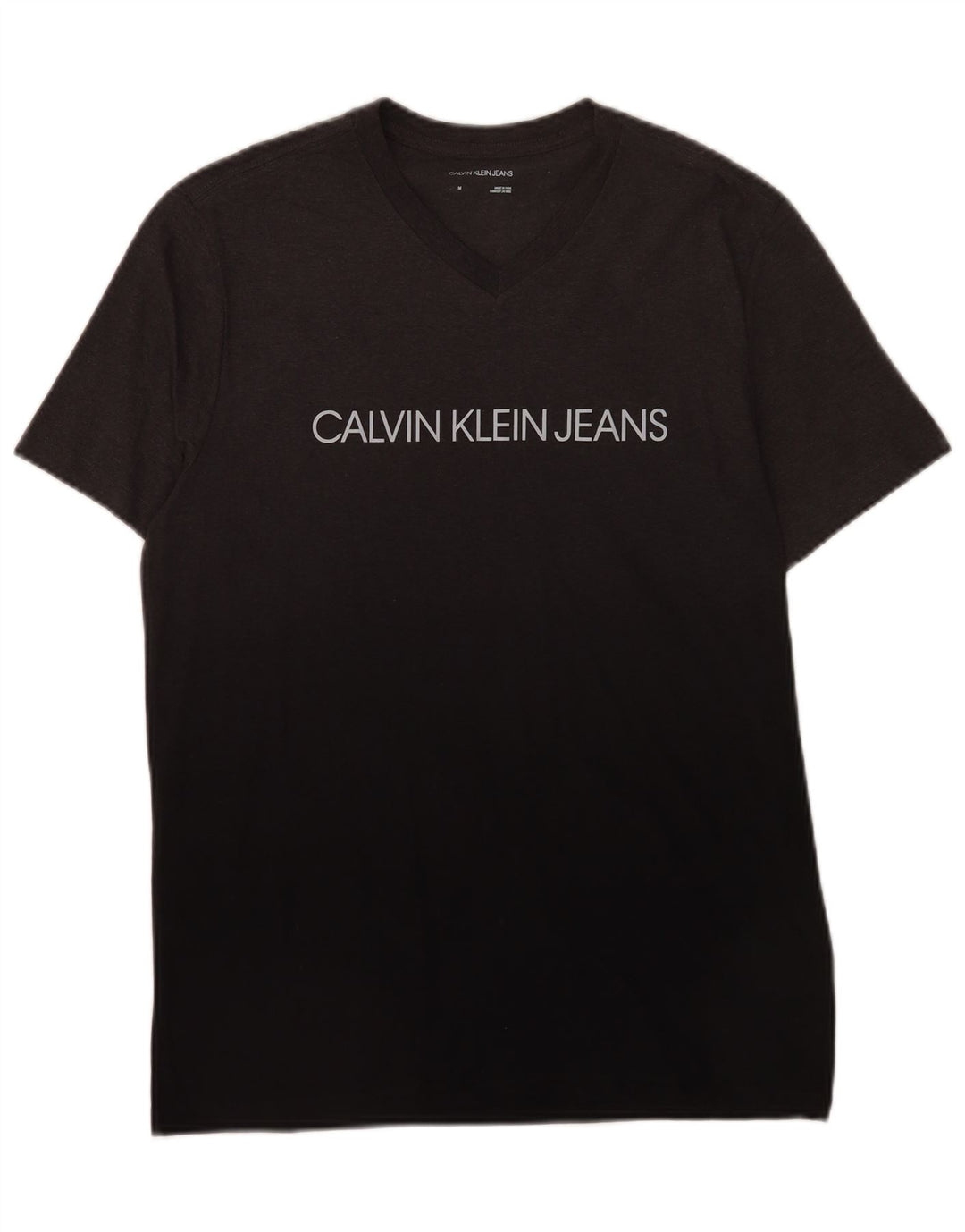Ανδρικό γραφικό μπλουζάκι τζιν Calvin Klein Top μεσαίο μαύρο βαμβακερό χρώμα