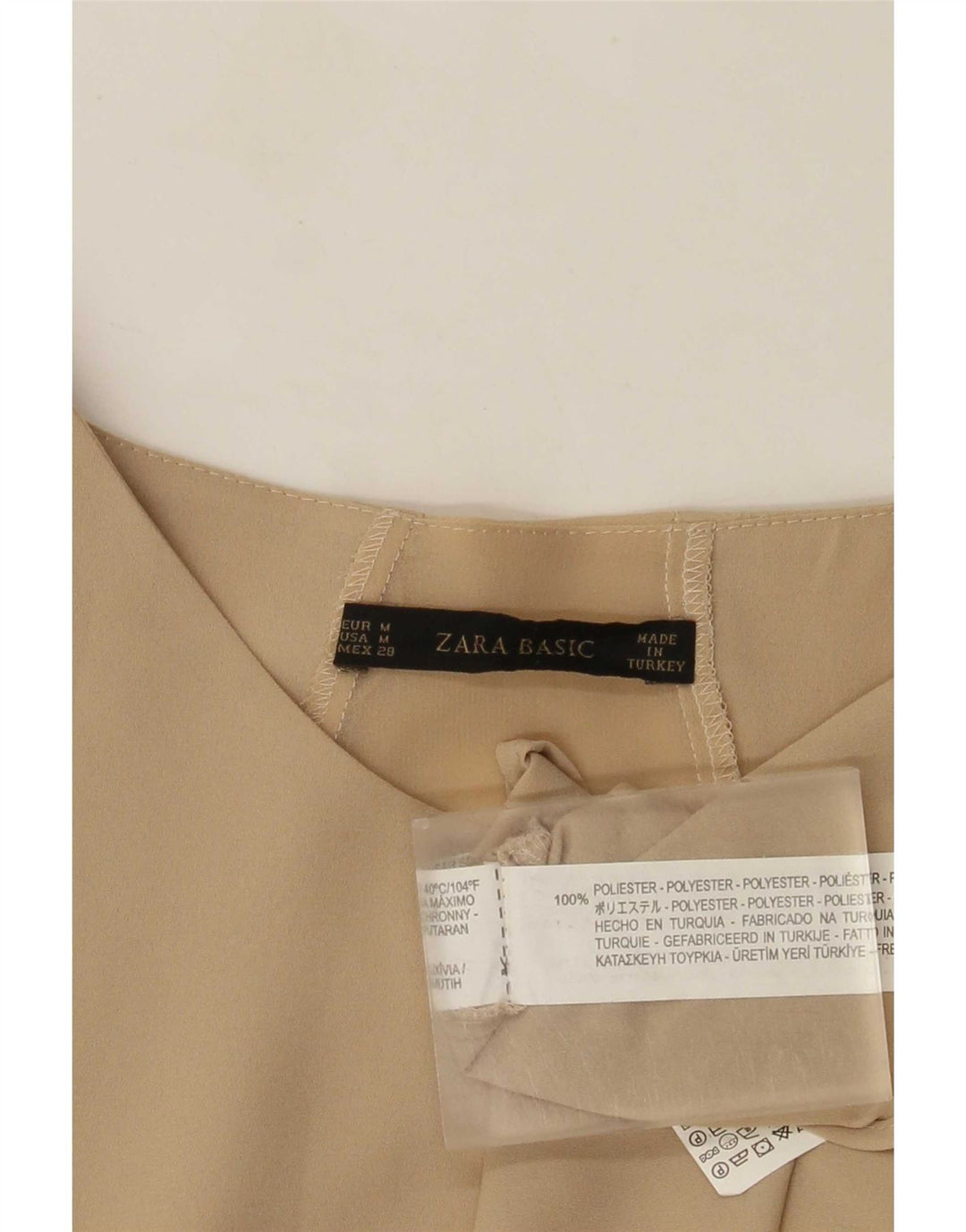 Zara Γυναικεία Μακρυμάνικη Μπλούζα Τοπ UK 14 Medium Beige Polyester