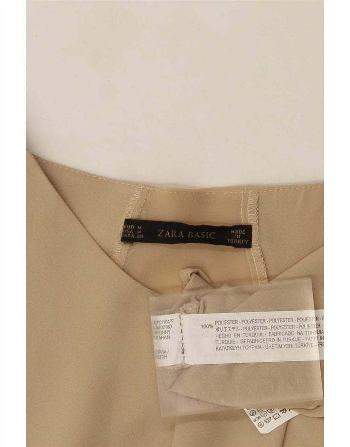 Zara Γυναικεία Μακρυμάνικη Μπλούζα Τοπ UK 14 Medium Beige Polyester