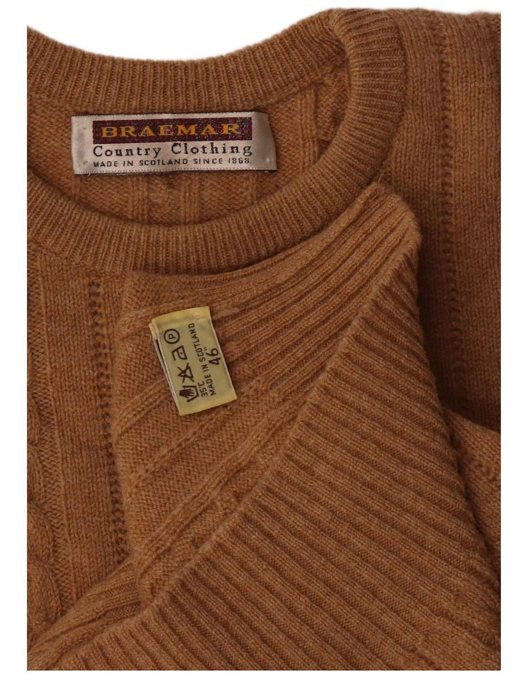 Ανδρικό πουλόβερ Braemar Crew Neck Jumper EU 46 XL Brown Lambswool