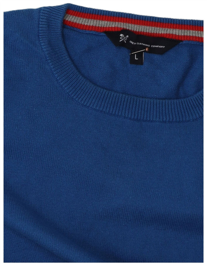 CREW CLOTHING Ανδρικό πουλόβερ με λαιμόκοψη μεγάλο μπλε