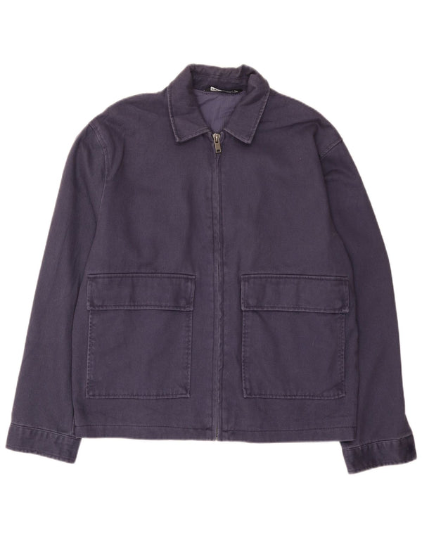 Zara Ανδρικό Bomber Jacket UK 38 Medium Navy Blue Cotton