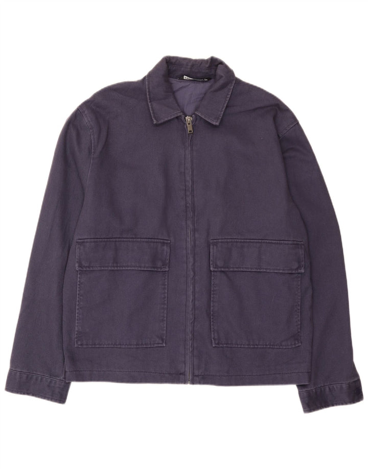 Zara Ανδρικό Bomber Jacket UK 38 Medium Navy Blue Cotton