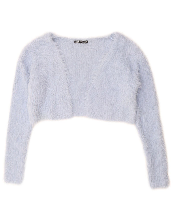 Zara Γυναικεία Ζακέτα Bolero Crop UK 10 Small Blue Nylon