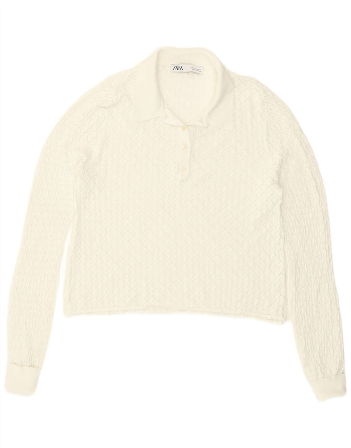 Zara Γυναικείο See Through Τοπ μακρυμάνικο UK 14 Large White