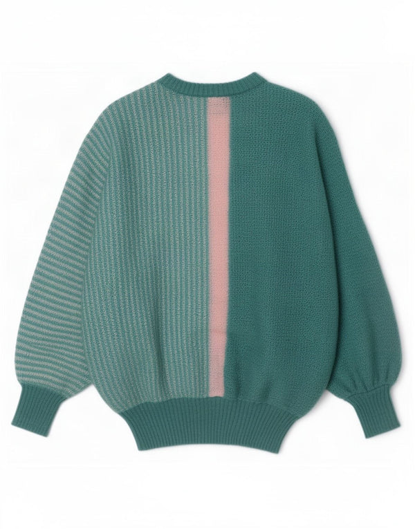 Vintage γυναικείο πουλόβερ με λαιμόκοψη UK 18 XL Turquoise Colourblock