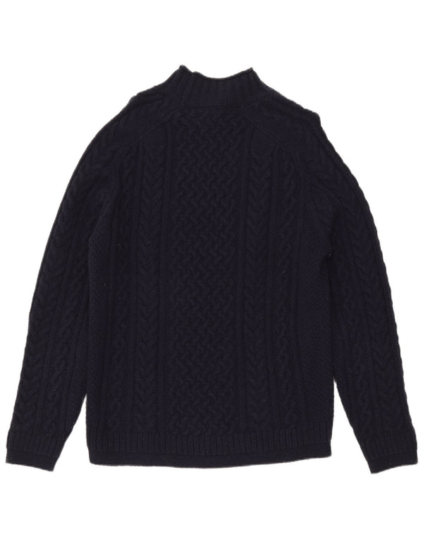 Massimo Dutti γυναικείο πουλόβερ με λαιμόκοψη χελώνας UK 16 Large Navy Blue Wool