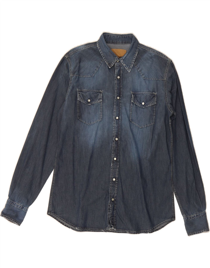 VINTAGE Mens Denim Shirt IT 54 XL Blue Cotton Vintage Vintage and Second-Hand Vintage from Messina Hembry 