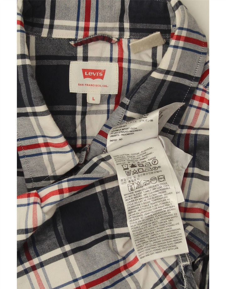 Ανδρικό πουκάμισο Levi's Large Navy Blue Check Cotton