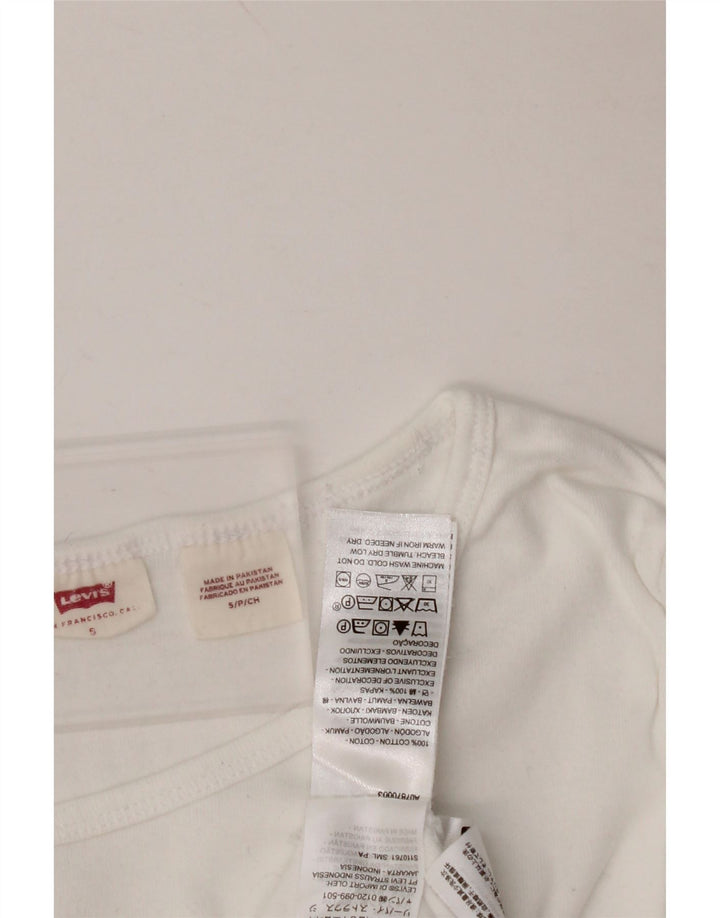 LEVI'S Γυναικείο Crop Top Μακρυμάνικο UK 10 Small White Βαμβακερό
