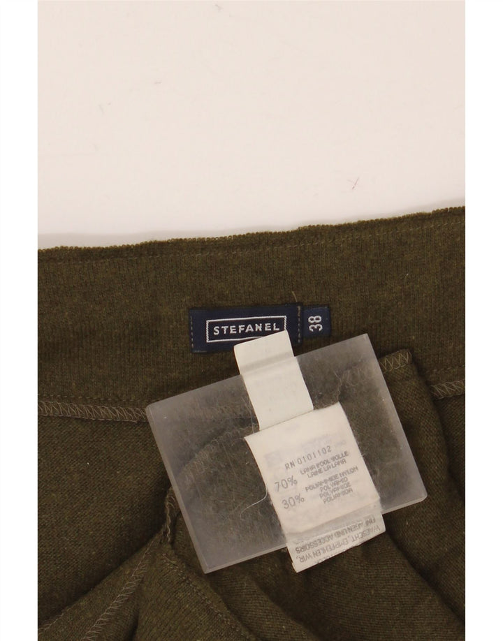 Stefanel Γυναικεία πλεκτή φούστα σε γραμμή Α EU 38 Medium W28 Χακί μαλλί