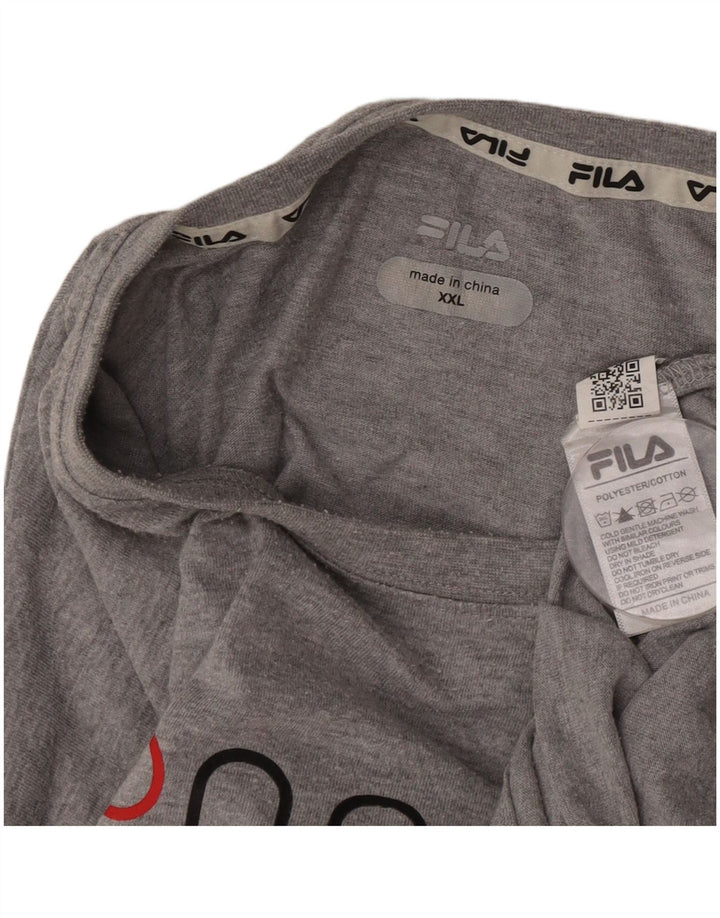 Ανδρικό γραφικό T-Shirt Fila Top 2XL με γκρι φλύκταινες πολυεστέρας