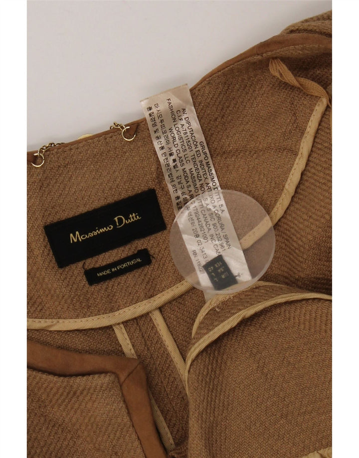 Massimo Dutti Γυναικείο μπουφάν 3/4 μανίκι ανοιχτό σακάκι UK 16 μεγάλο καφέ λινό