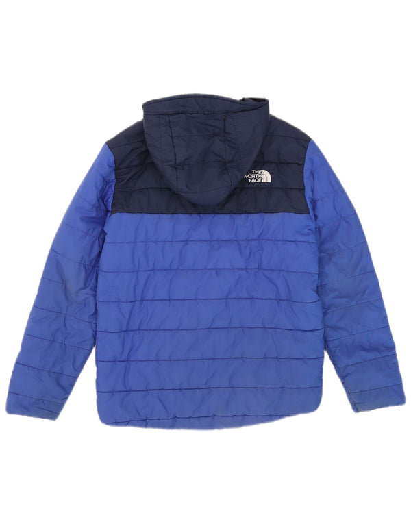 The North Face Boys Hooded Jacket 11-12 Years Large Blue Colourblock