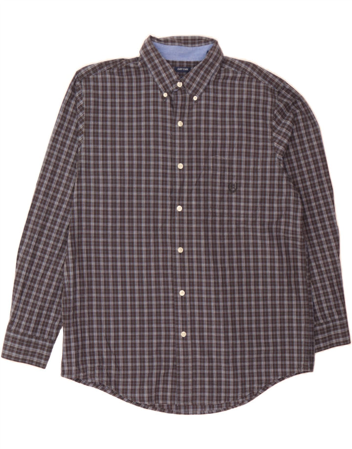 CHAPS Mens Easy Care Shirt Large Grey Check Cotton Vintage Chaps and Second-Hand Chaps from Messina Hembry 