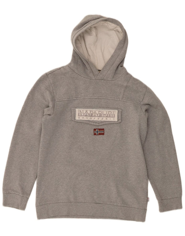 Napapijri Boys Graphic Hoodie Jumper 13-14 ετών Βαμβάκι με γκρι φλύκταινες