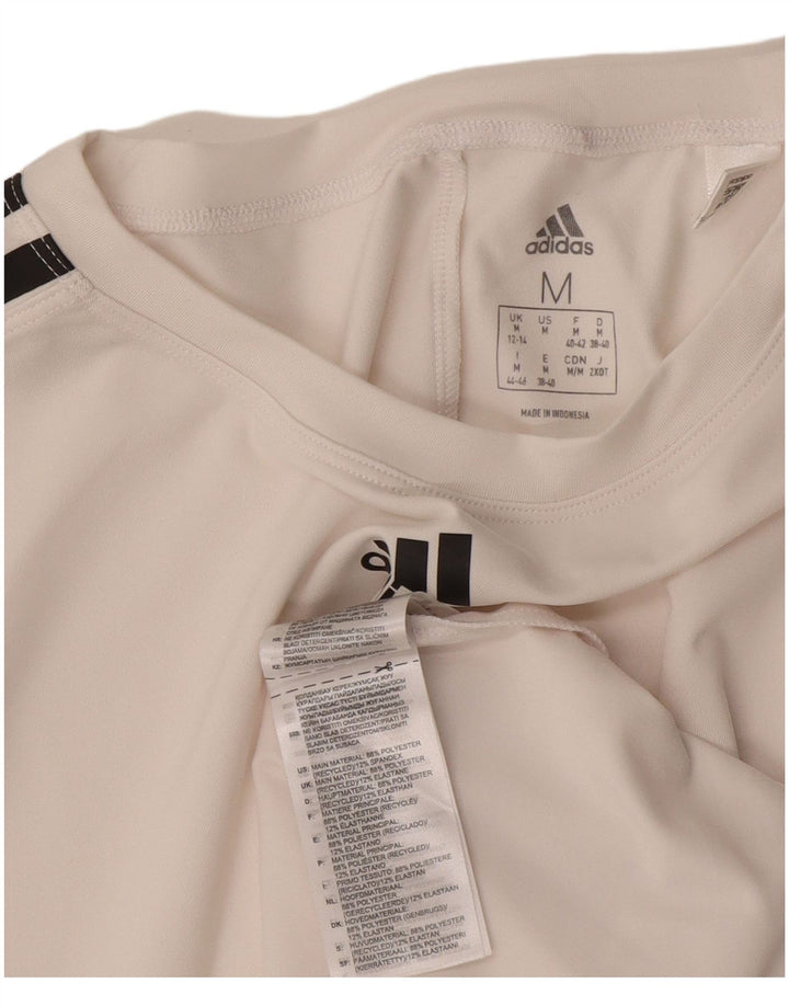 Γυναικείο γραφικό μπλουζάκι Adidas Top UK 12/14 Μεσαίο λευκό πολυεστέρας
