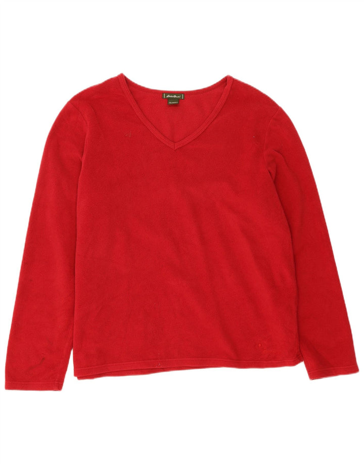 EDDIE BAUER Womens Fleece Jumper UK 16 Large Red Polyester
